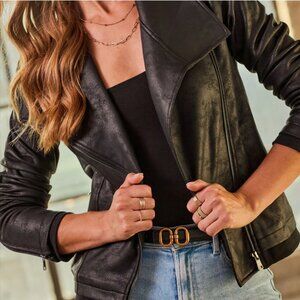 Slick Faux Leather Moto Jacket
